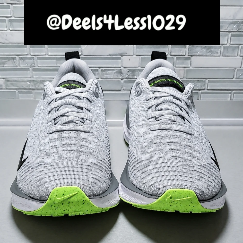 Nike ReactX Infinity Run Flyknit 4 Womens Size 9/Mens 7.5 Grey Volt Black White